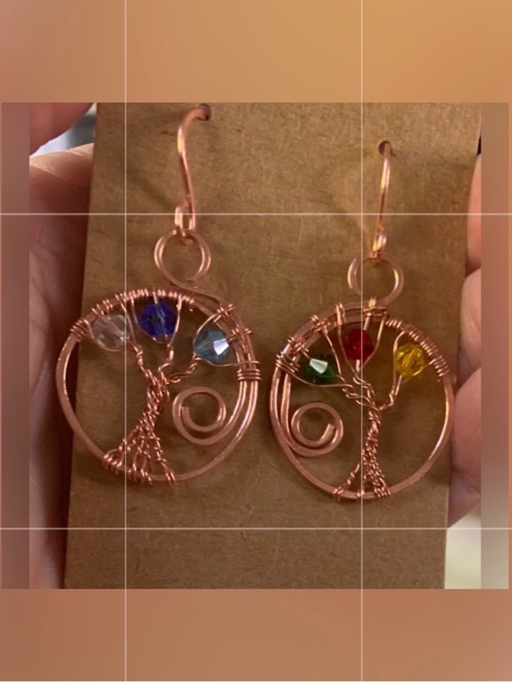 Tree of Life Earrings Hand Made with crystals